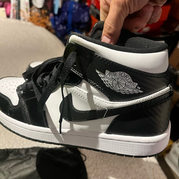 NEW Jordan Black and White size 9 Sneakers. Beautiful with bright black leather.